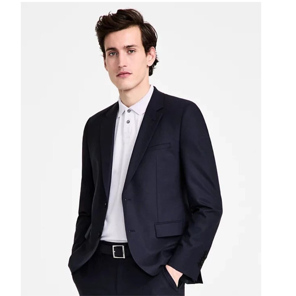 New HUGO by Hugo Boss Men's Modern-Fit Wool Blend Suit Jacket - Navy Size 42S